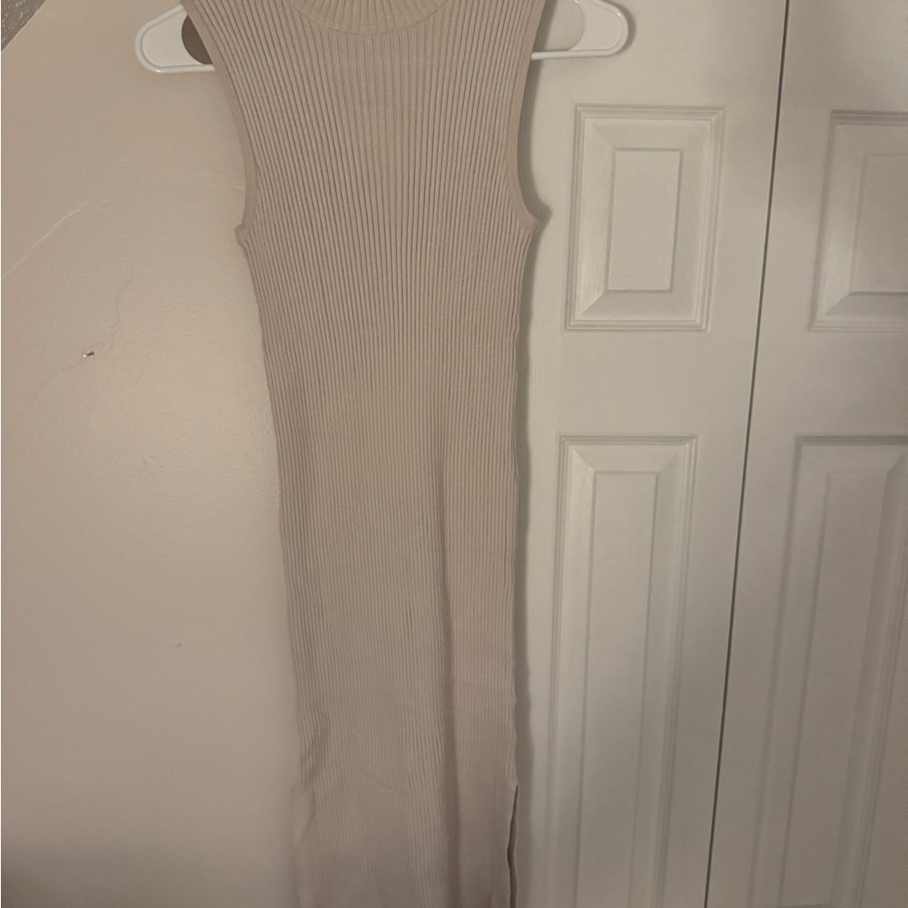 Magaschoni Cream Ribbed Maxi Dress